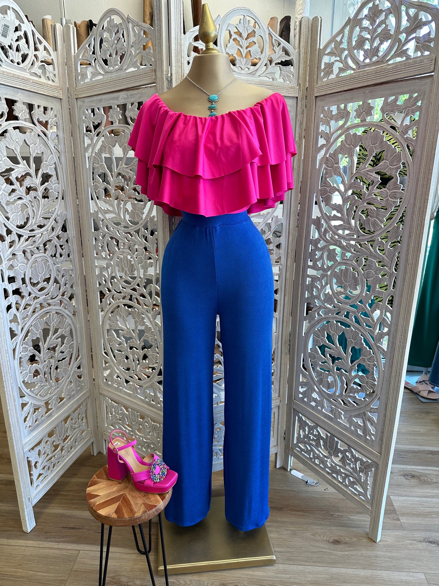 Wide Leg Blue Pants