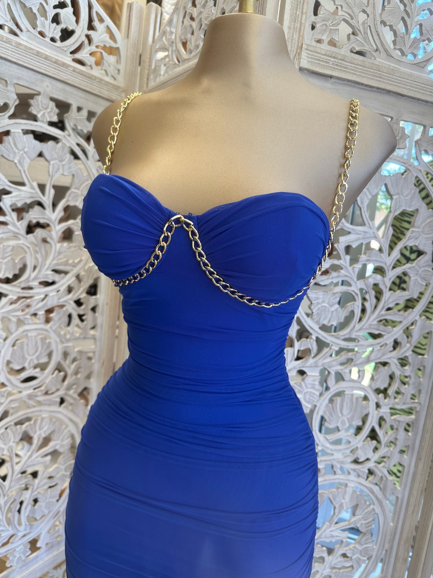 Chain Lined Royal Blue Dress