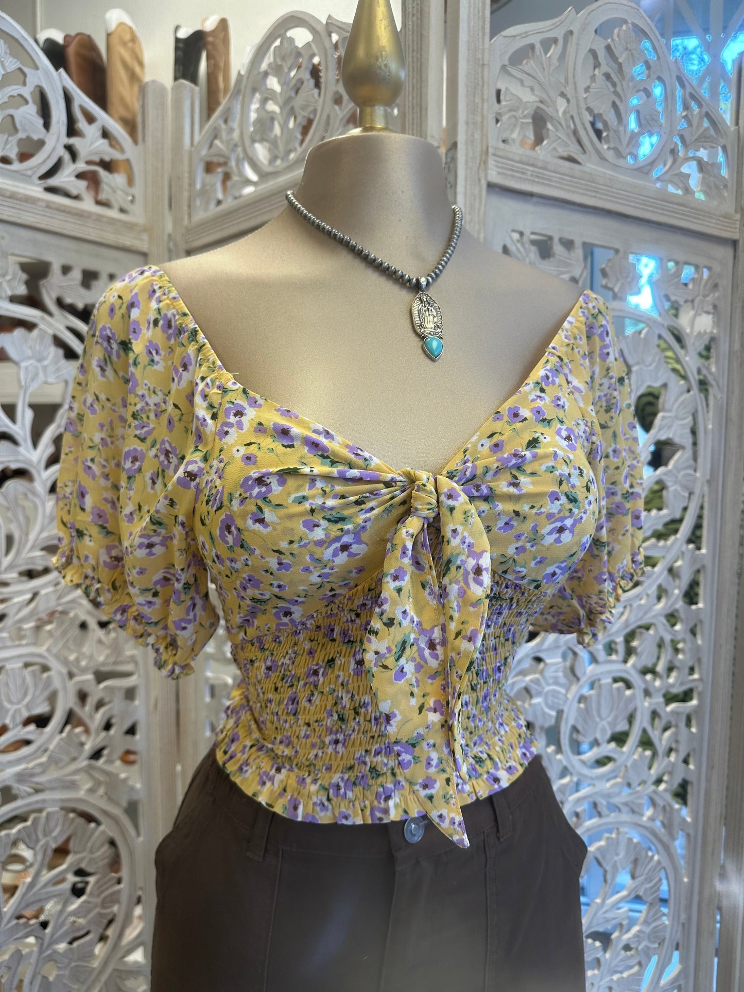 Yellow Bow Front Top