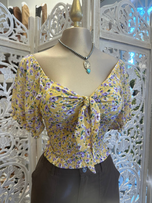 Yellow Bow Front Top