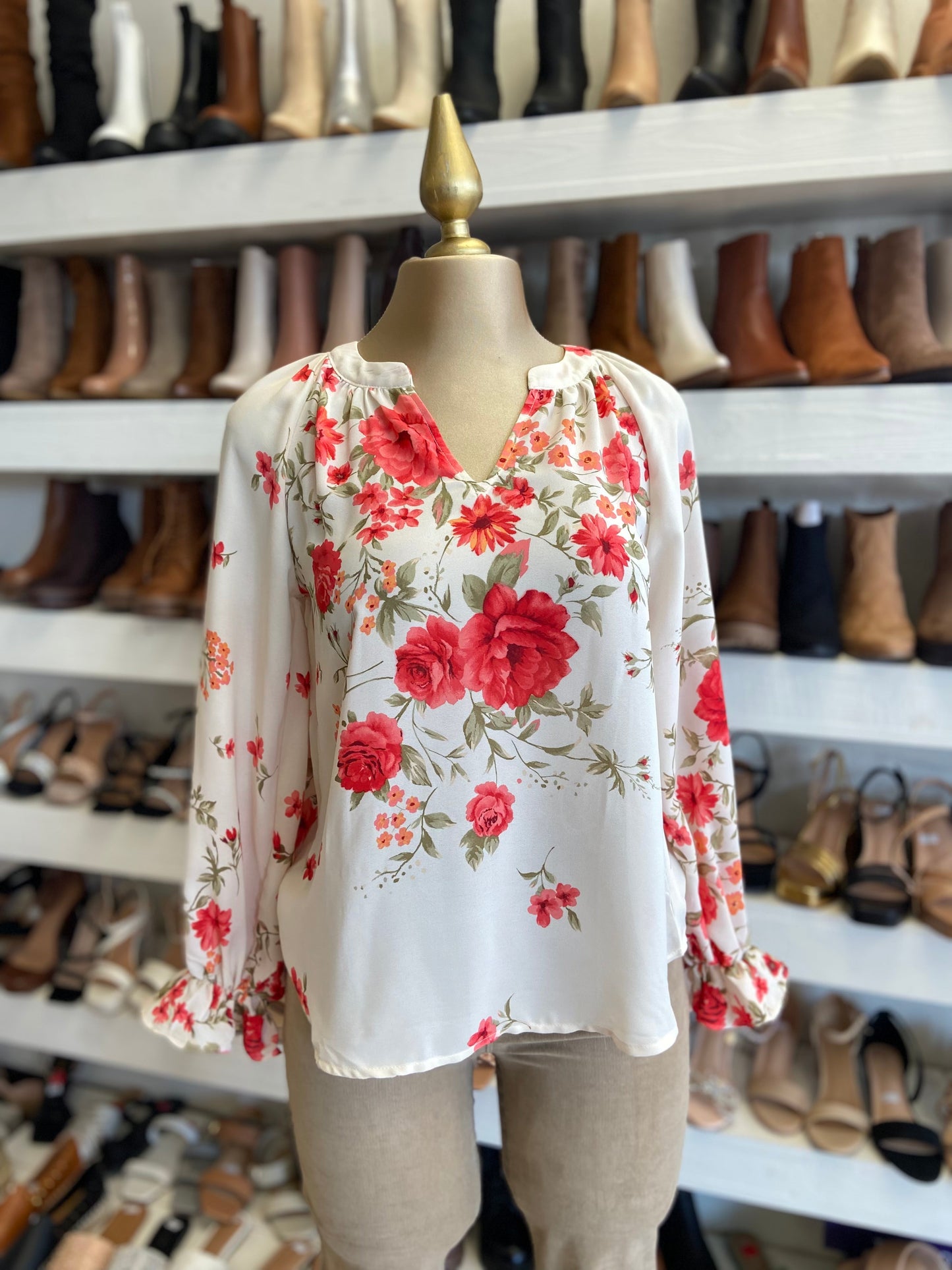 White Floral Blouse