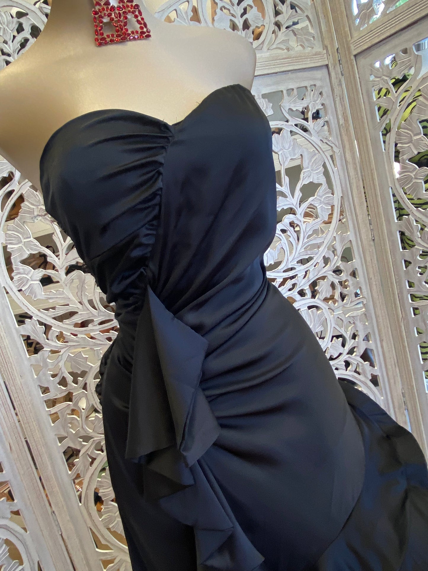 Black Ruffle Strapless Dress