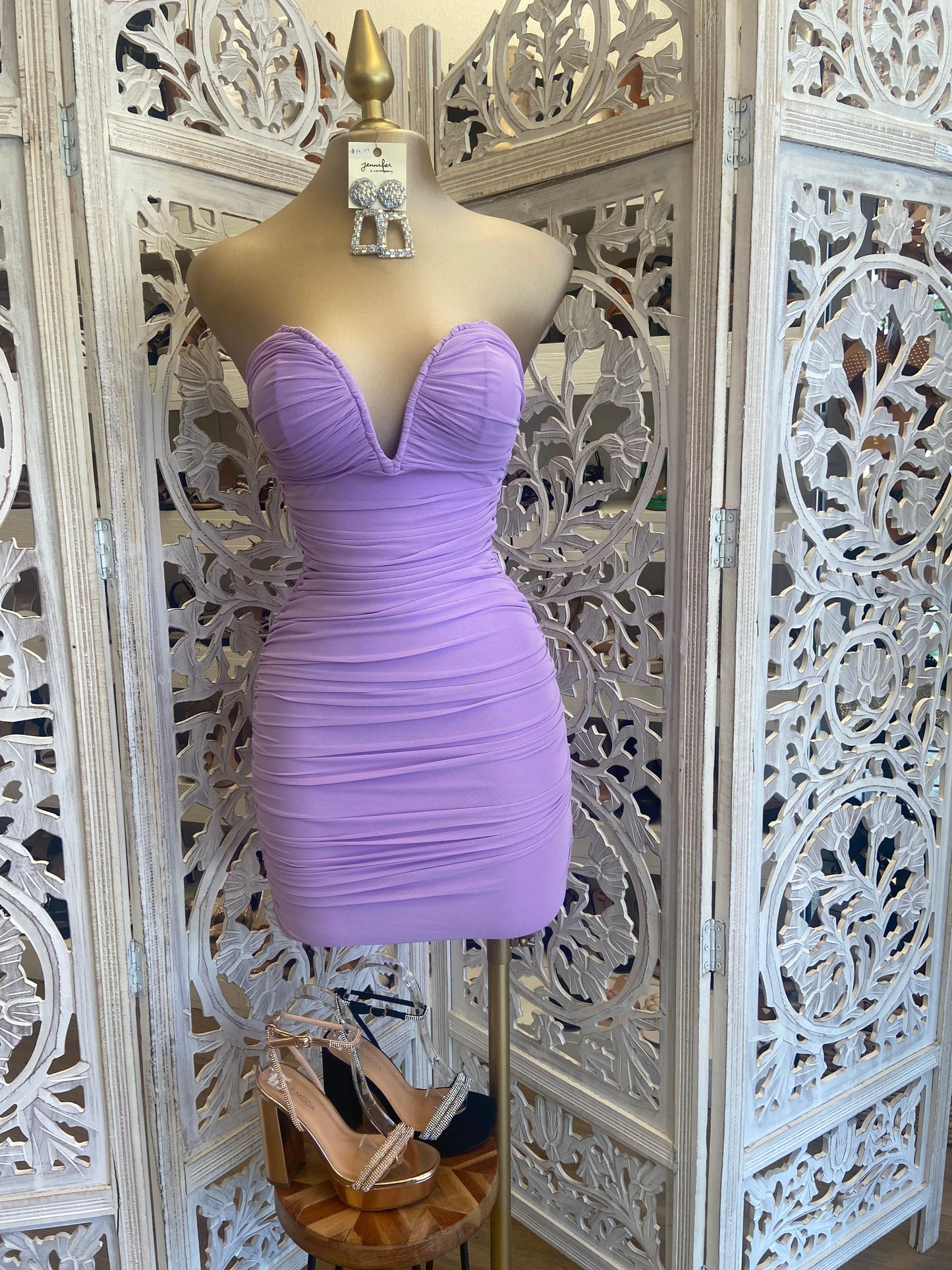 Lavender Heart Lined Mini Dress