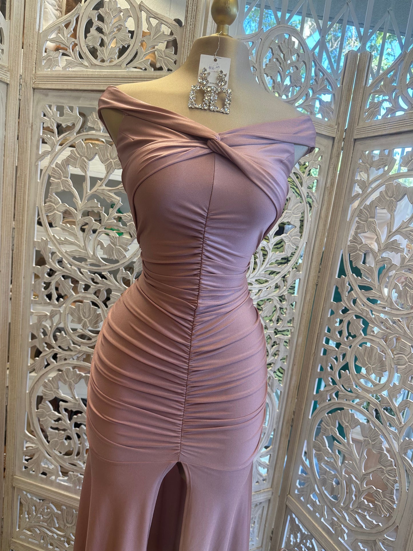 Rose Gold Cross Knot Formal Dress