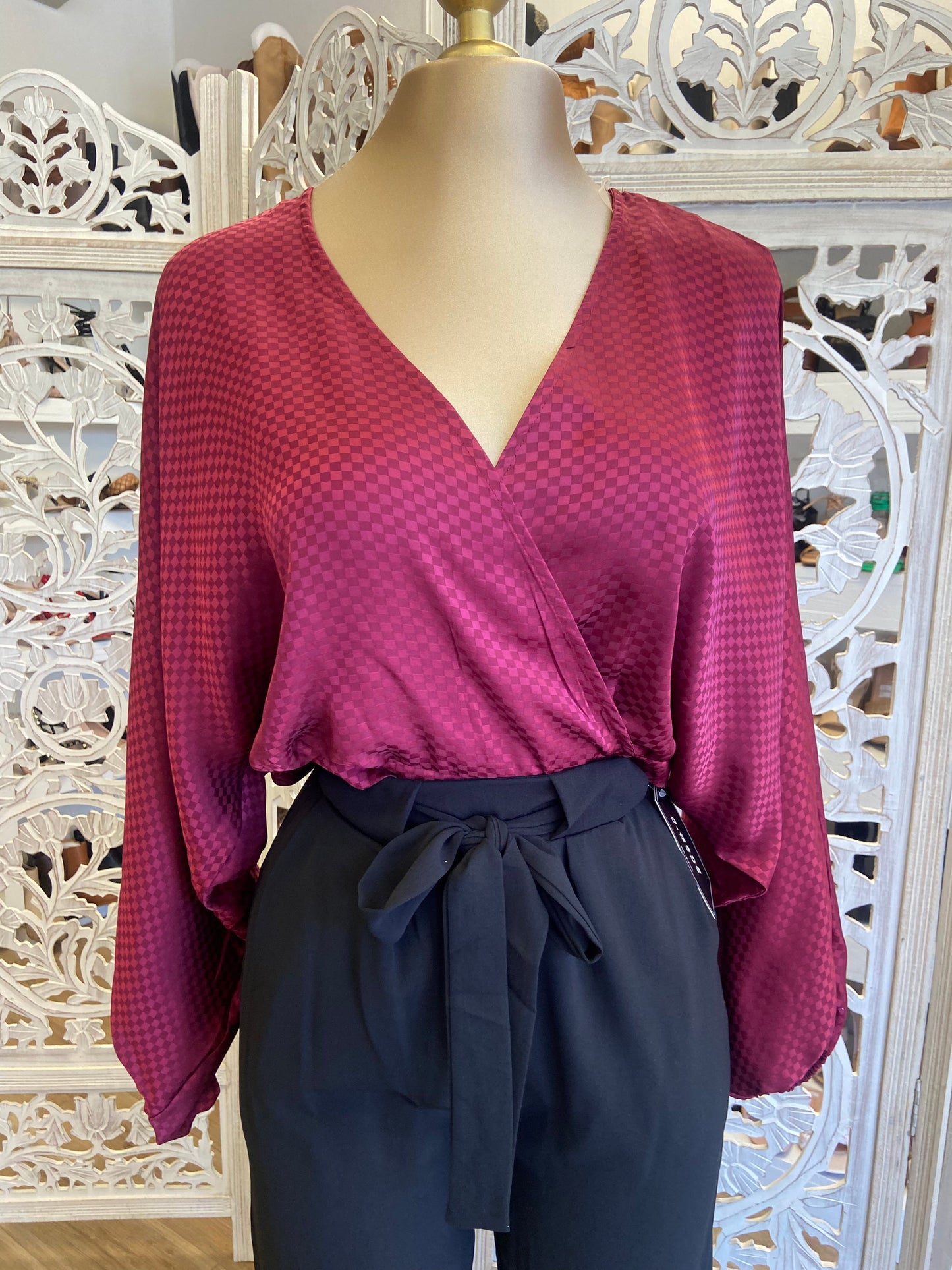 Fuchsia Checkered Blouse