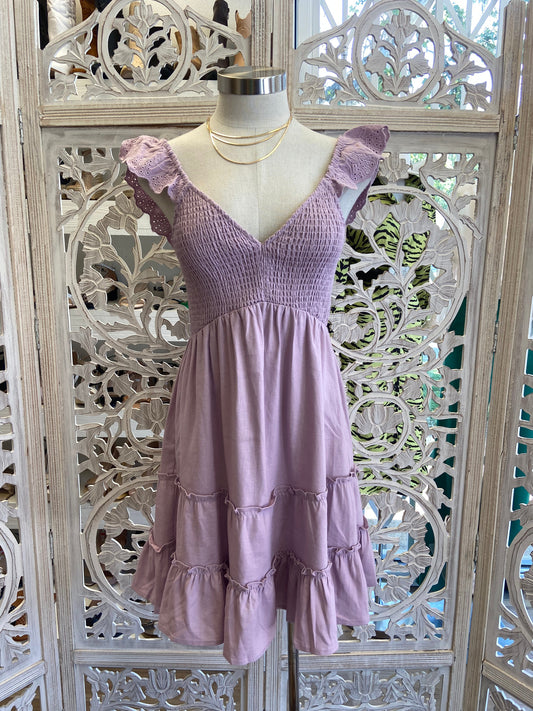 Lavender Eyelet Sleeve Dress