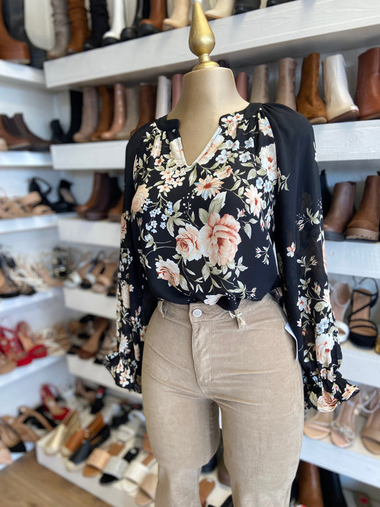 Black Floral Blouse