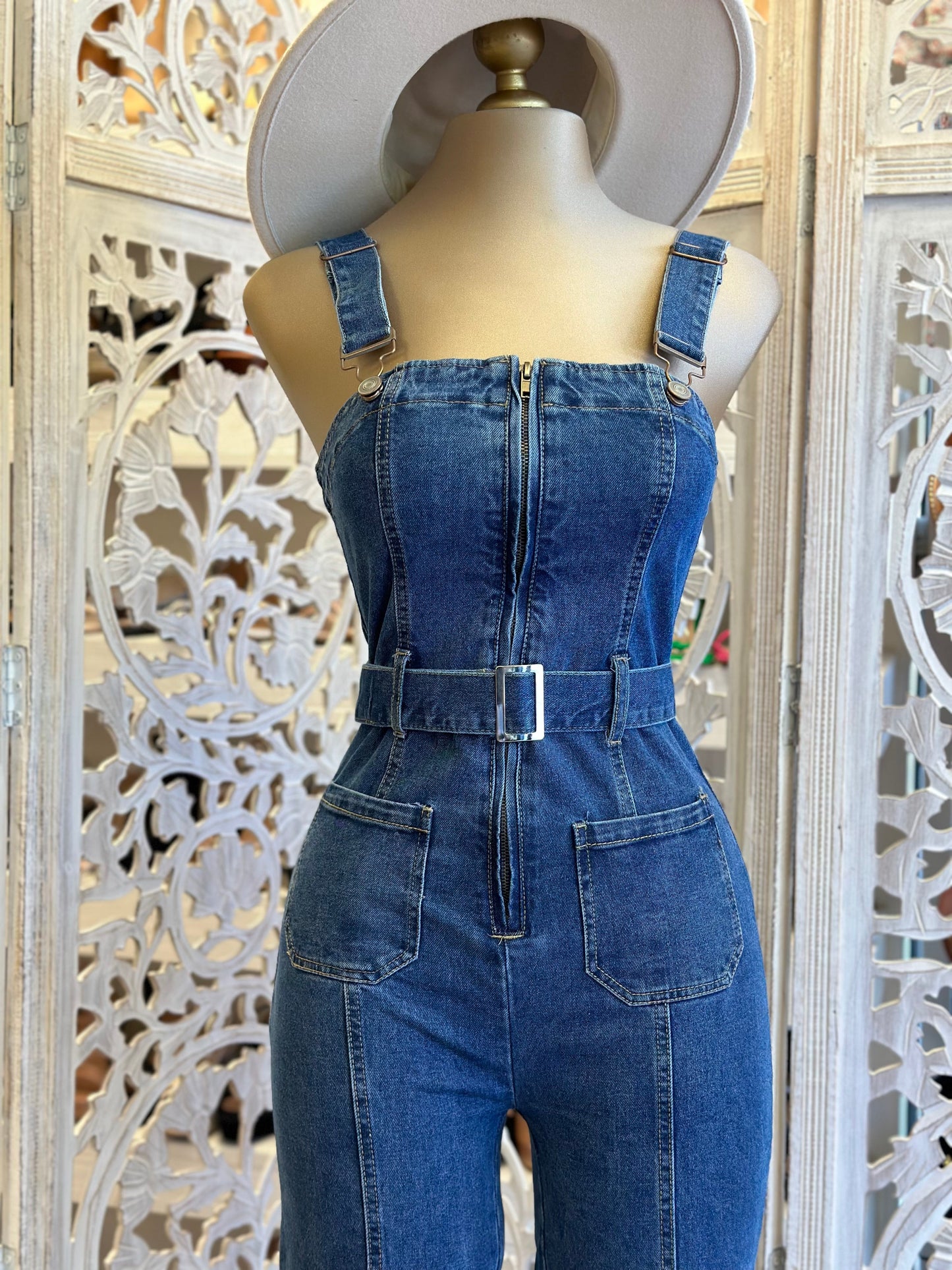 Zip up Denim Jumpsuit