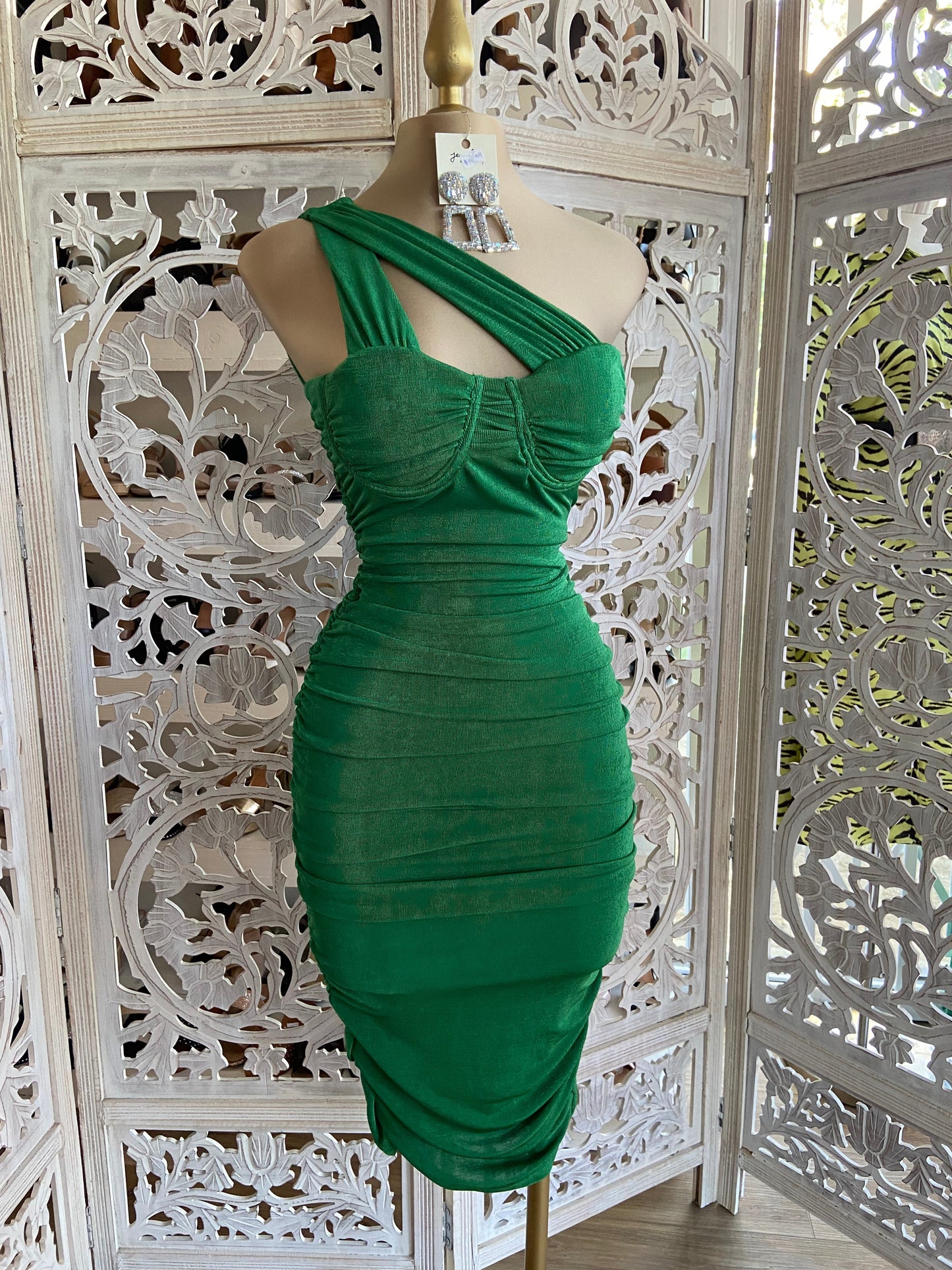 Green Cutout Midi Dress