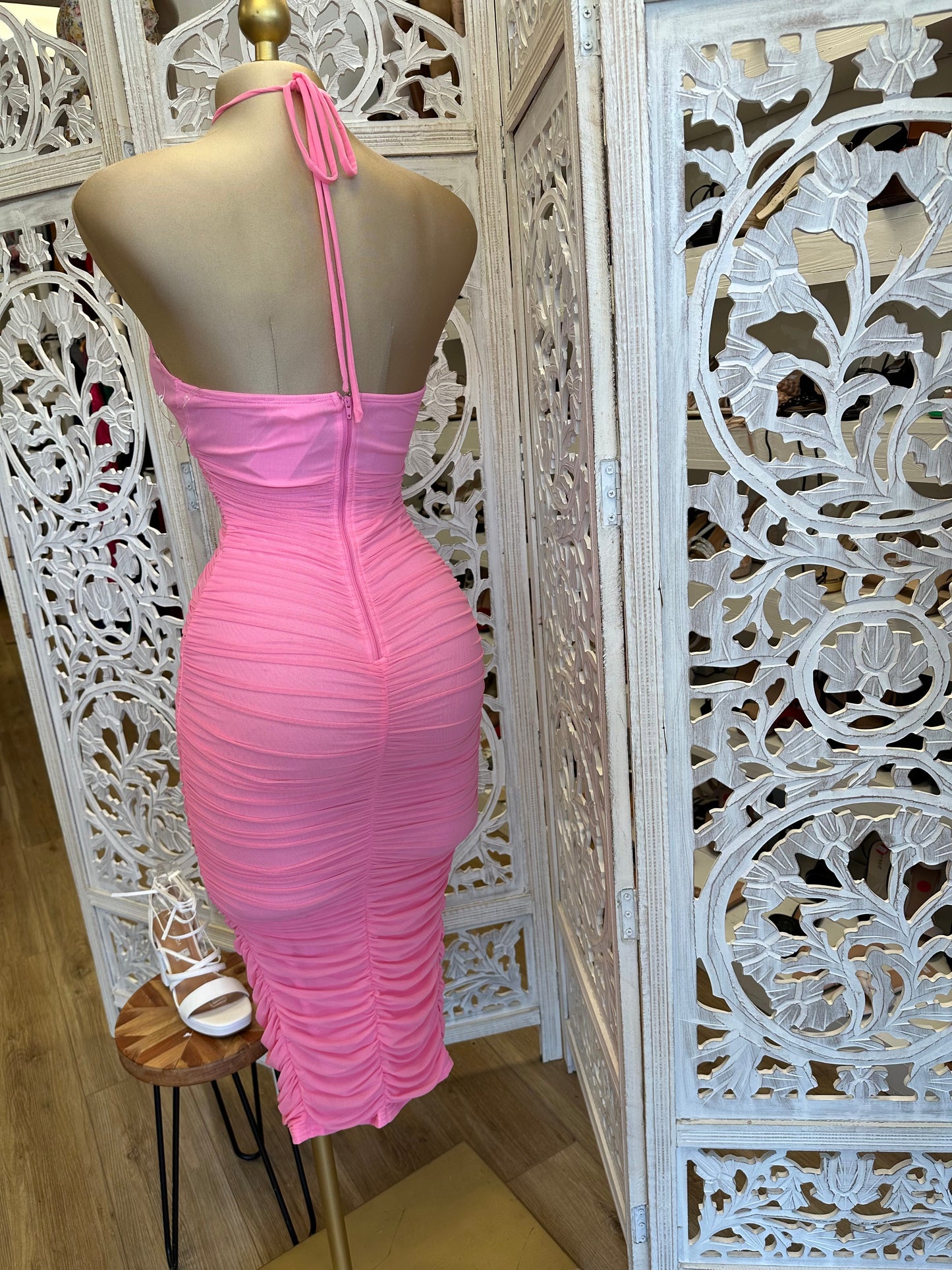 Pink Tie up Dress