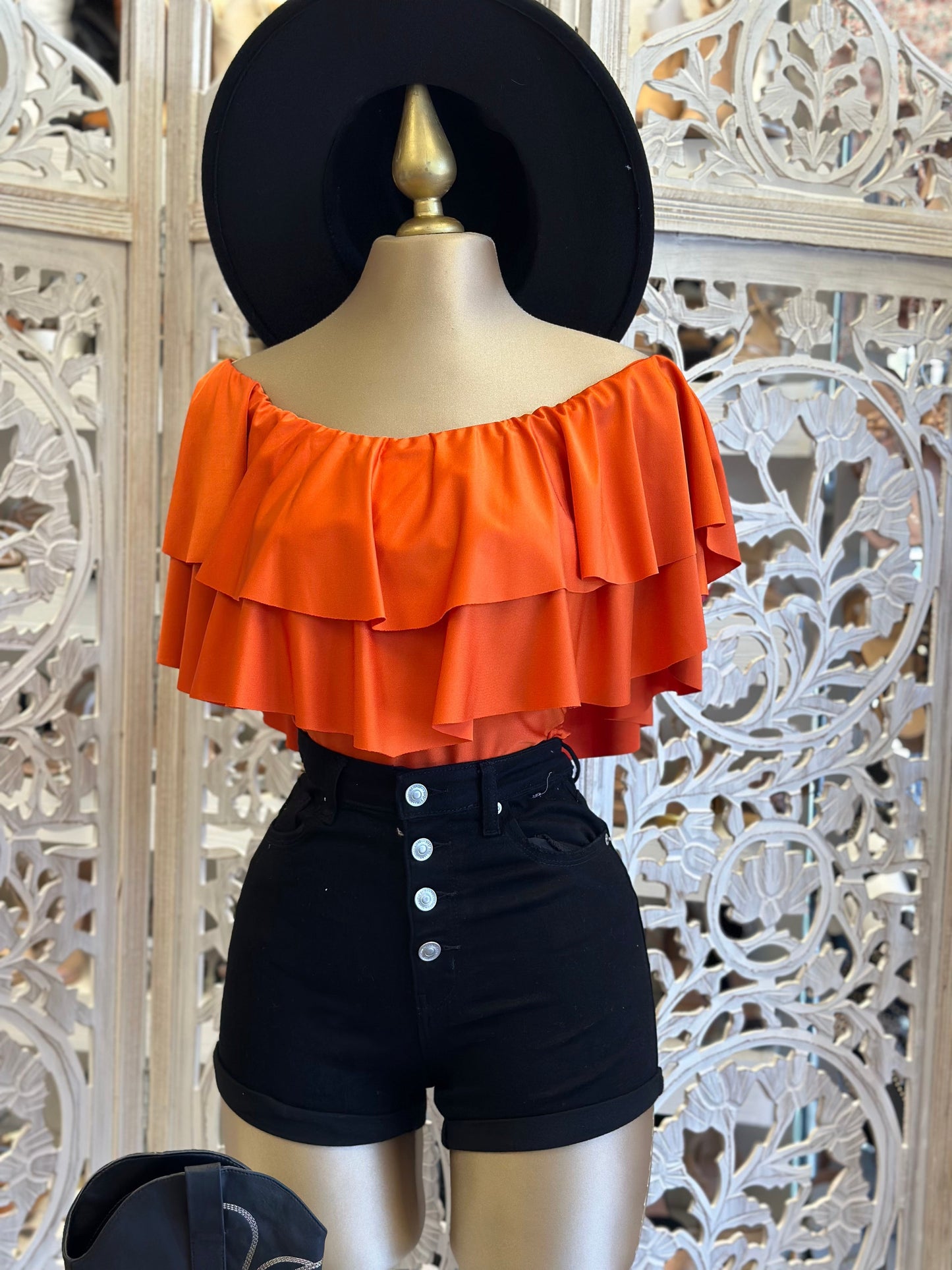 Burnt Orange Ruffle Top