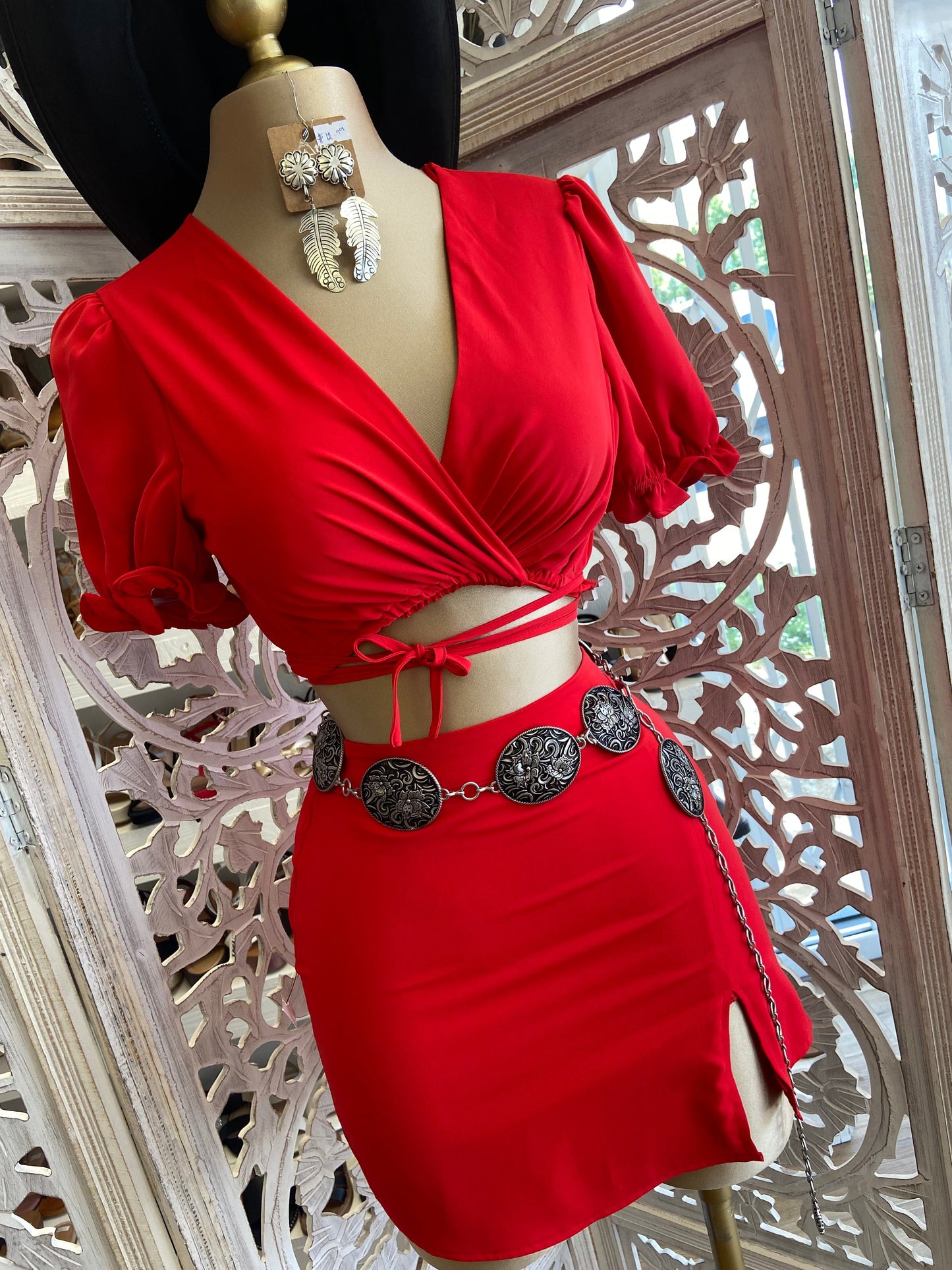 Red Top and Mini Skirt Set