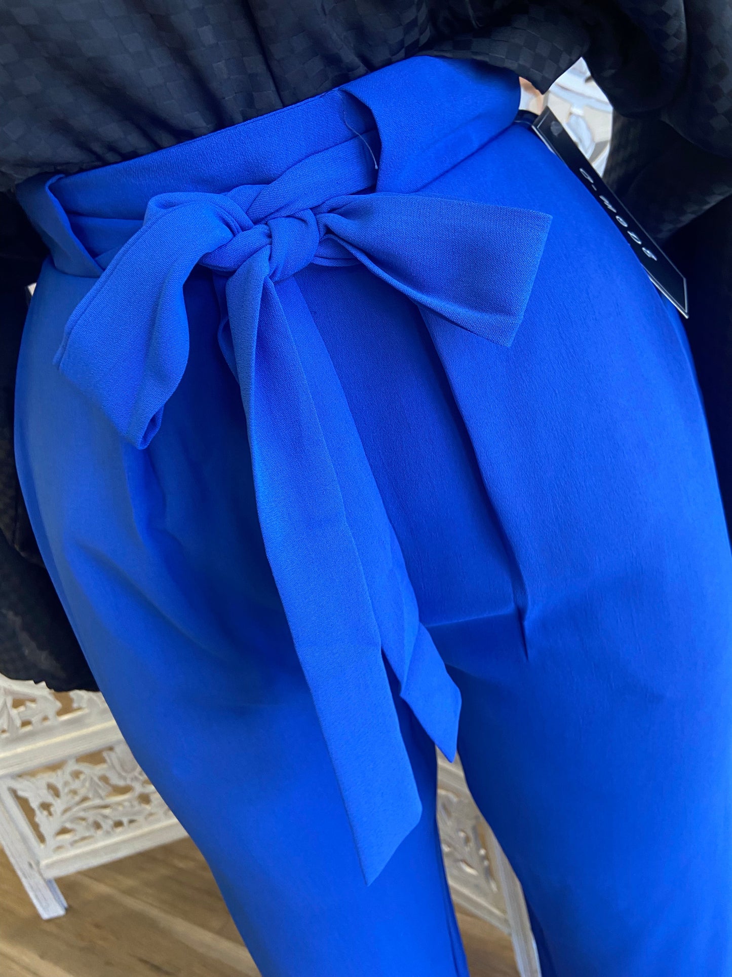 Royal Blue Belted Straight Pants