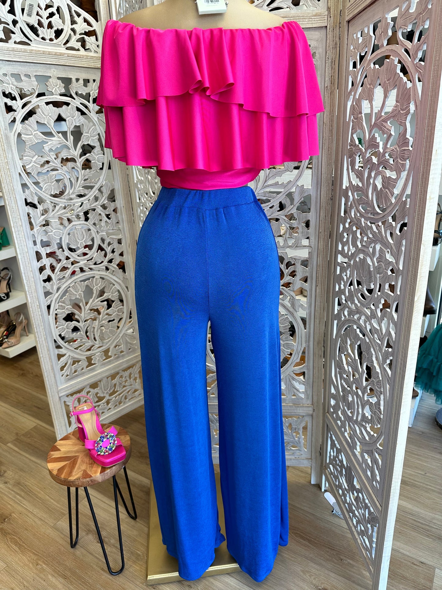 Wide Leg Blue Pants