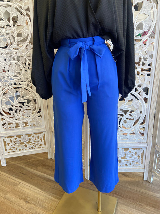 Royal Blue Belted Straight Pants