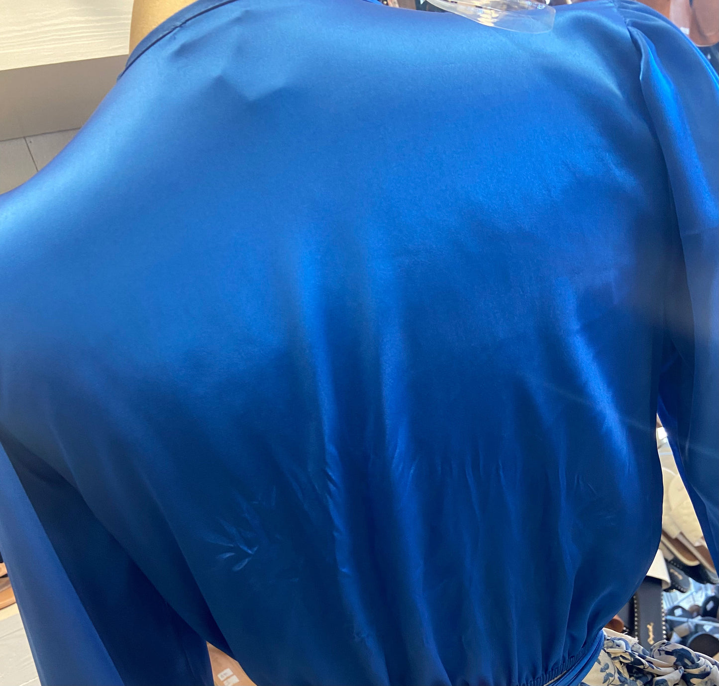 Royal Blue Satin Wrapped Top