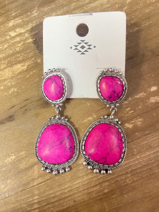 Teardrop Fuchsia Western Earrings