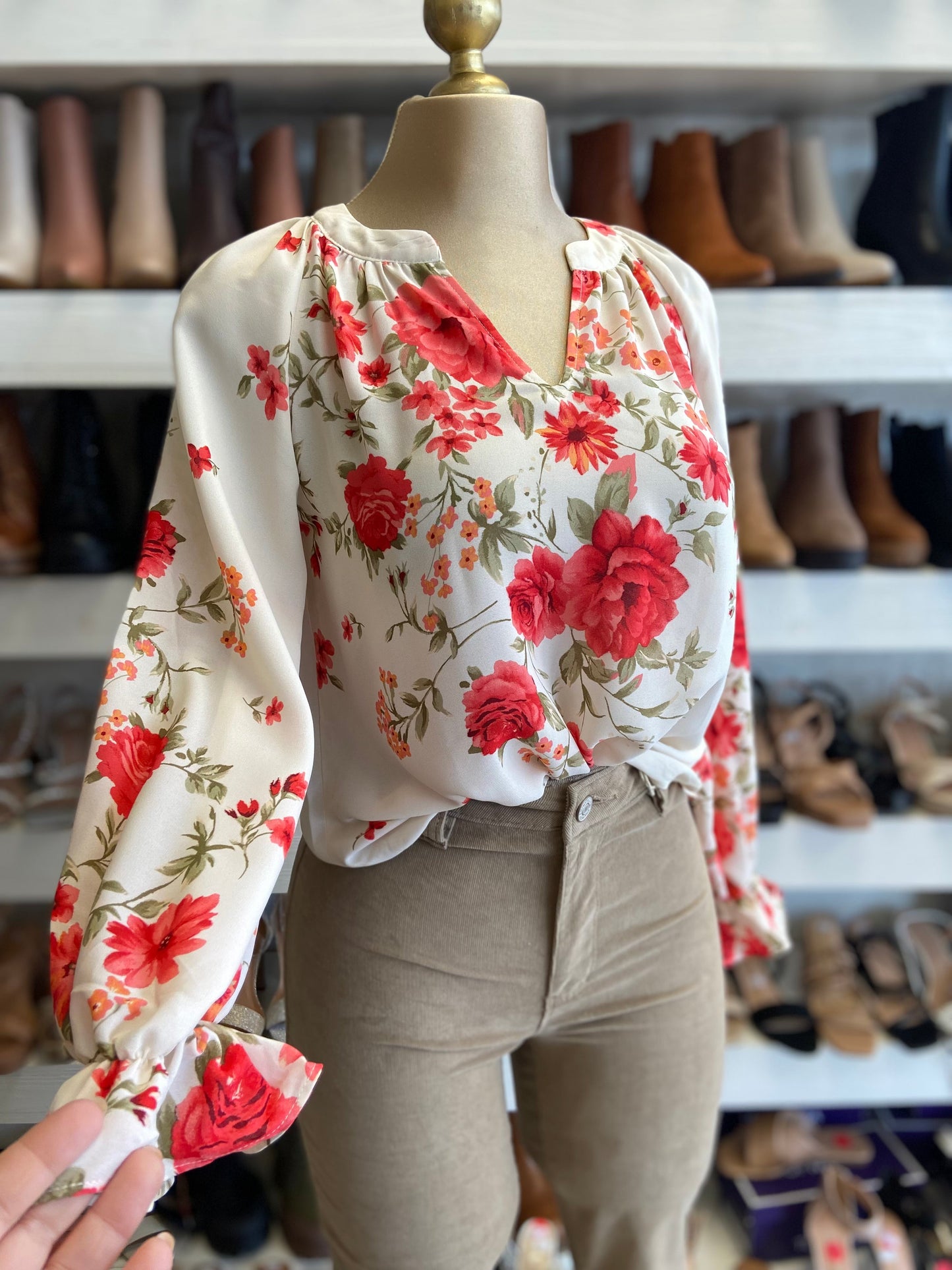 White Floral Blouse