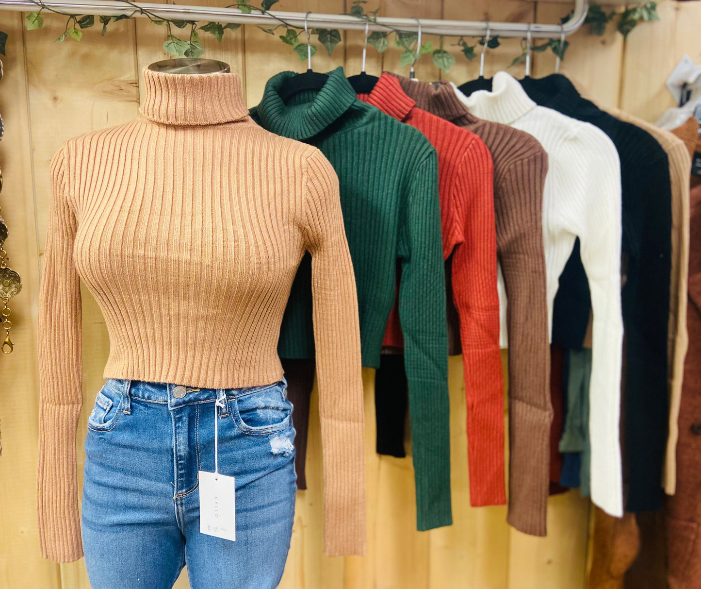 Turtleneck ribbed top