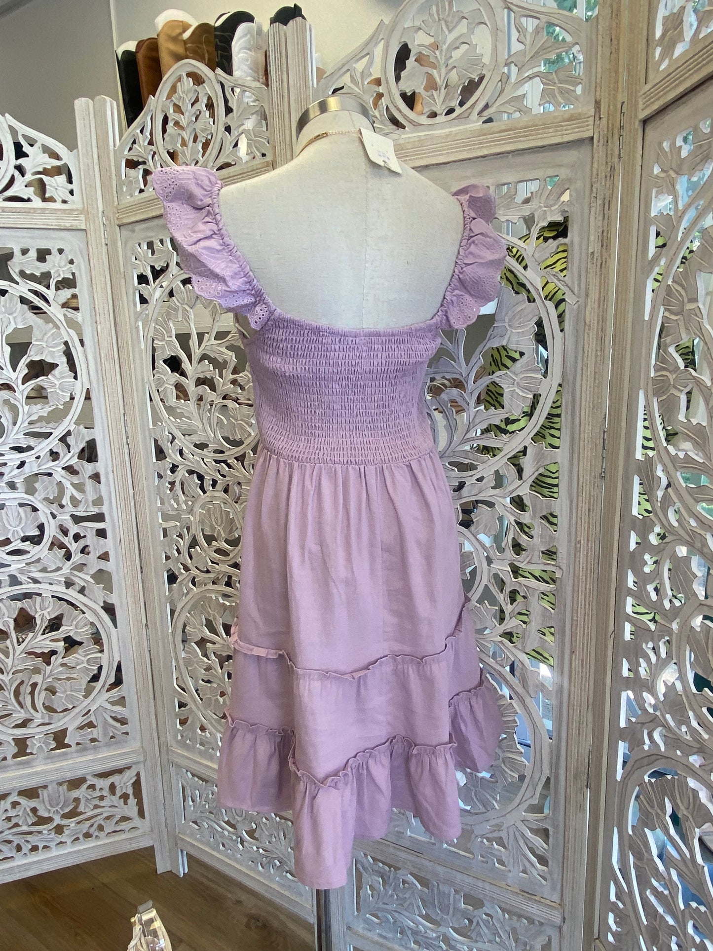 Lavender Eyelet Sleeve Dress