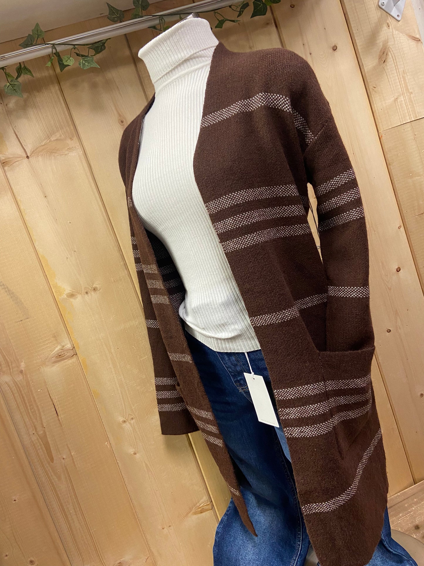 Brown Striped Cardigan