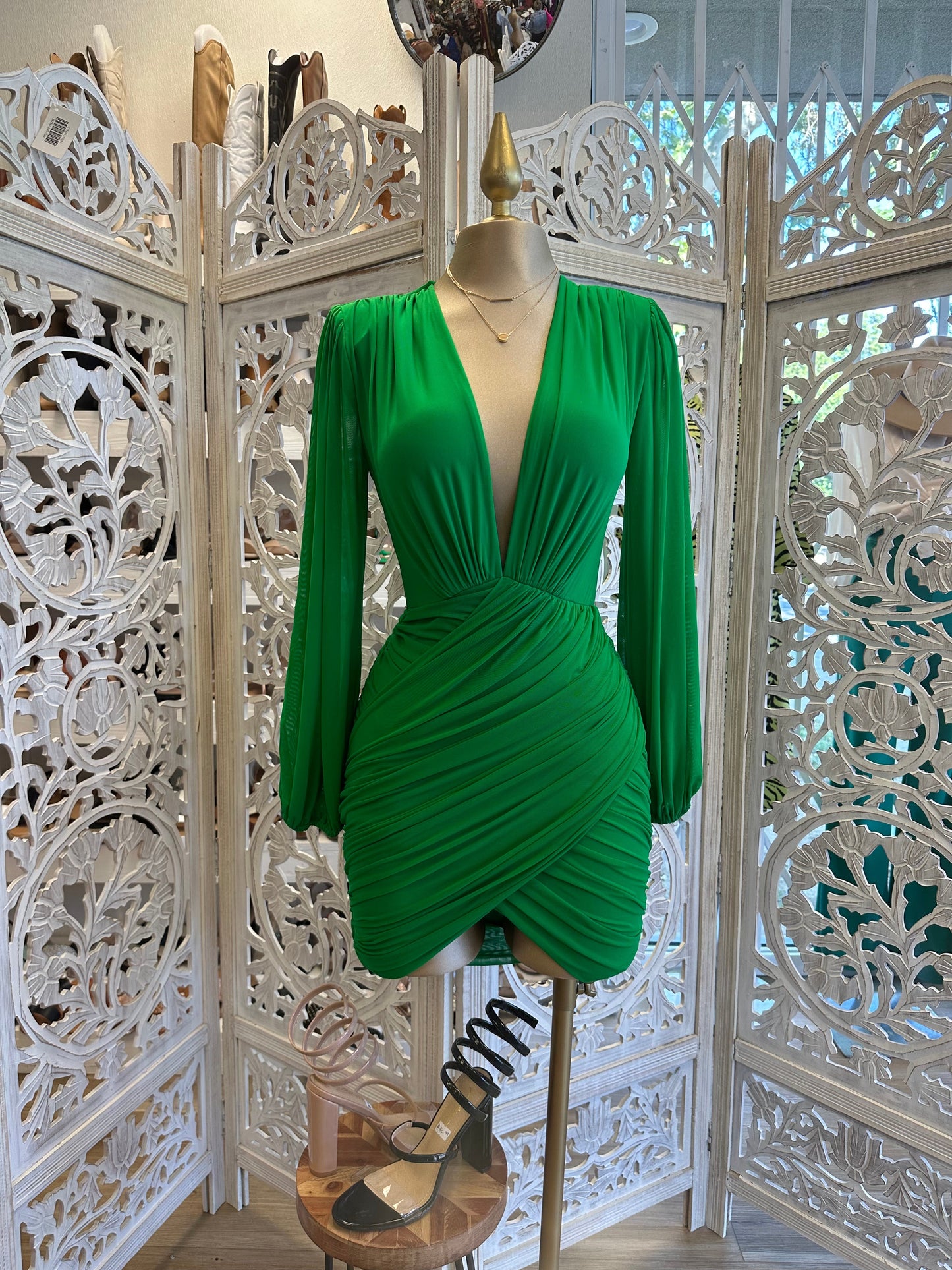 Wrapped Deep V Mini Dress