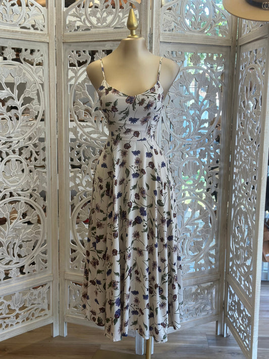 Ivory Tie Back Maxi Floral Dress