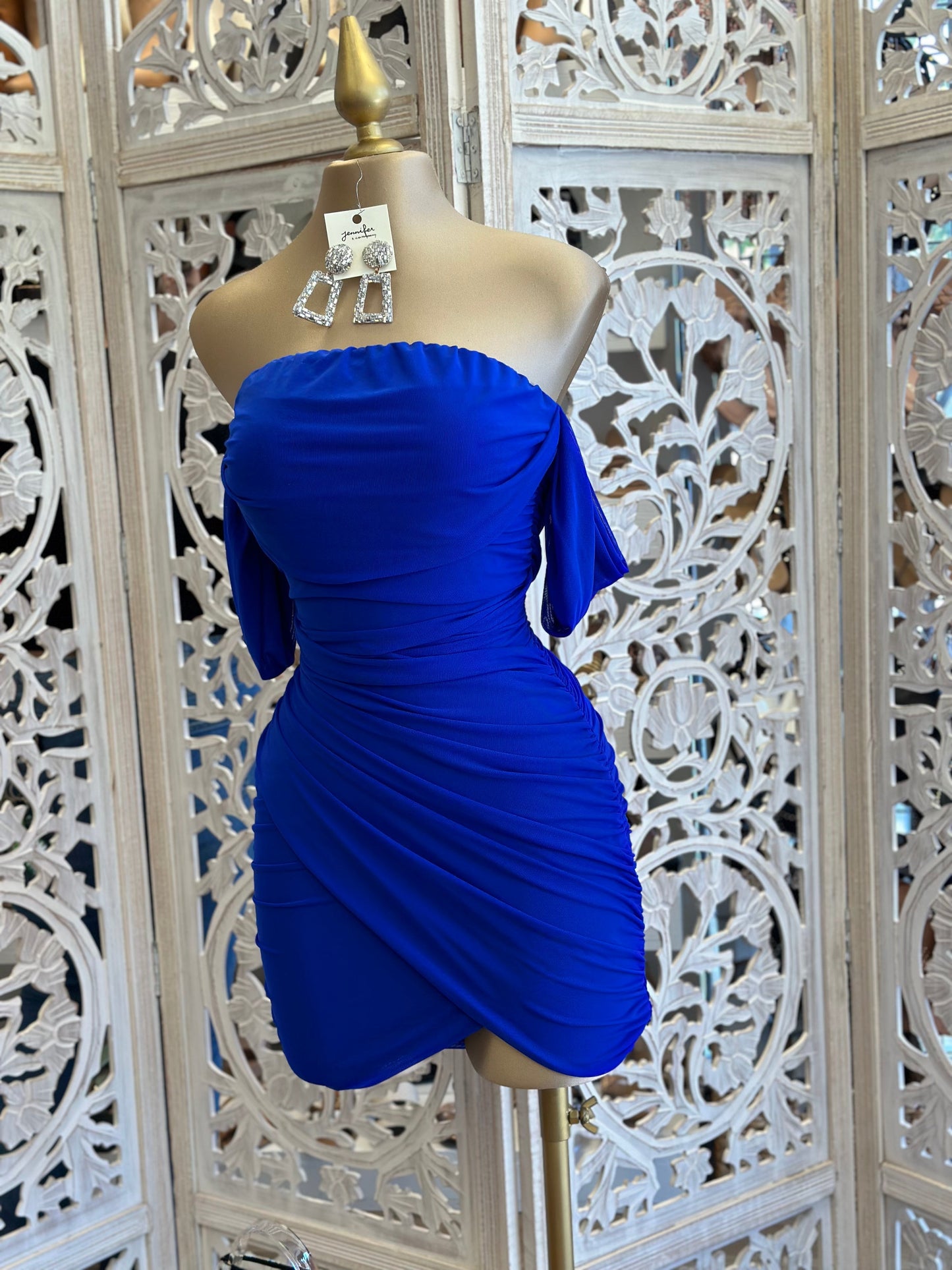 Royal Blue Draped Mini Dress