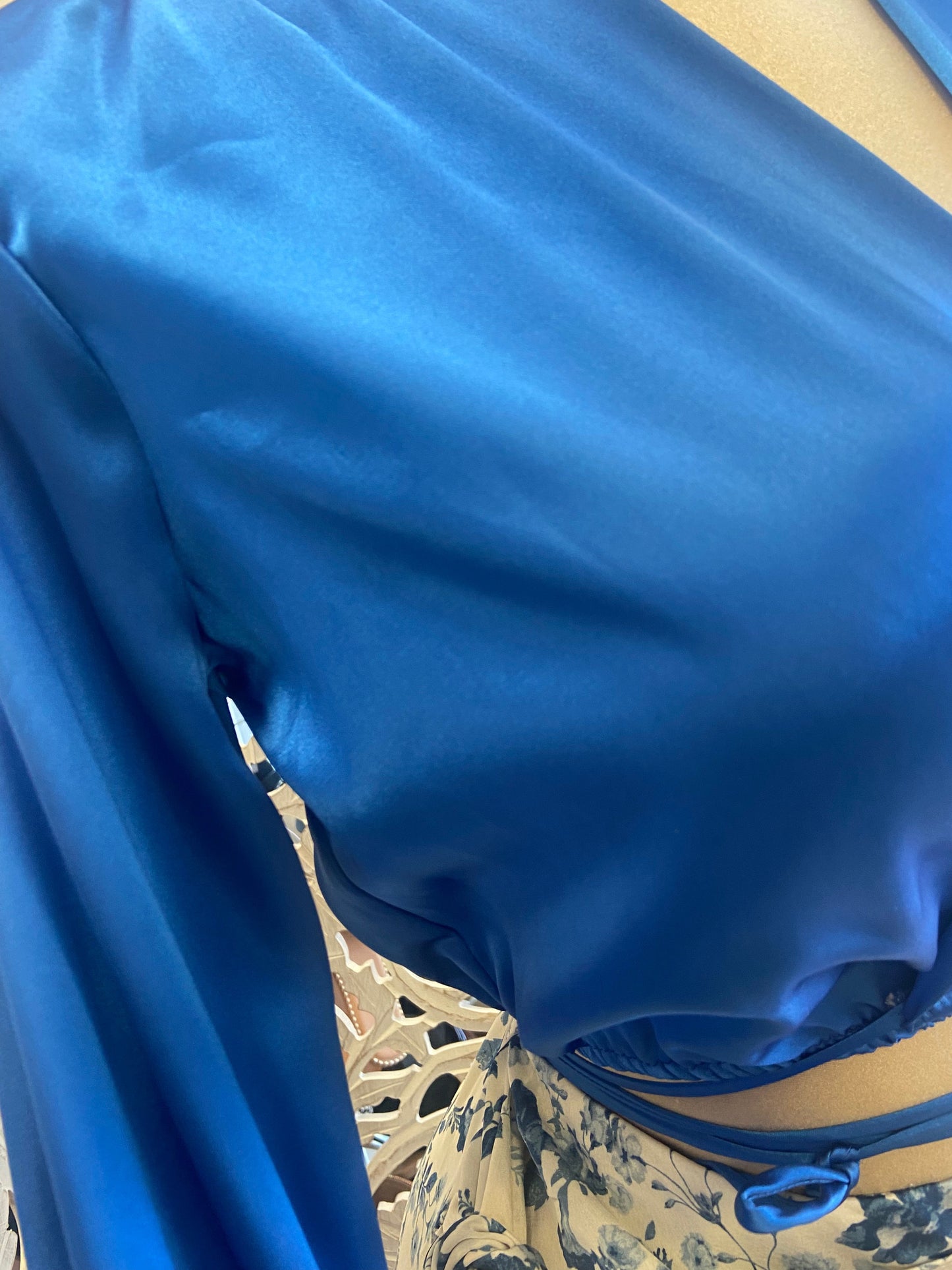 Royal Blue Satin Wrapped Top