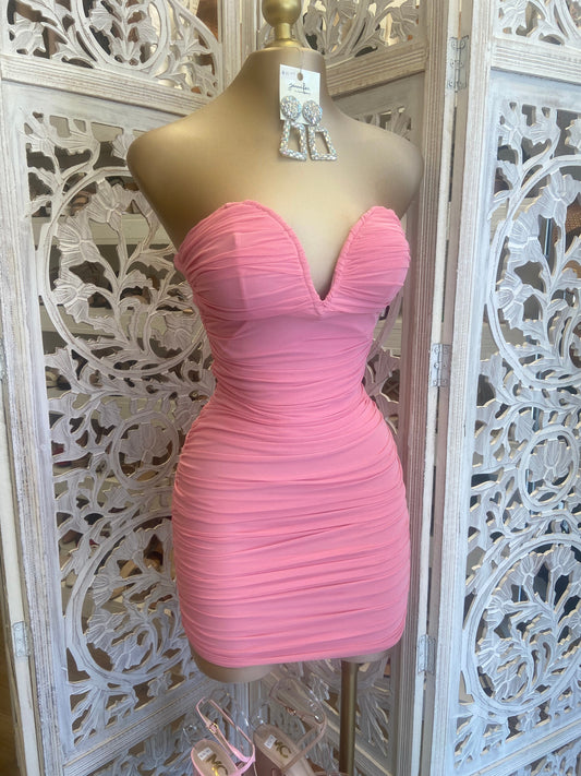 Pink Heart Lined Mini Dress