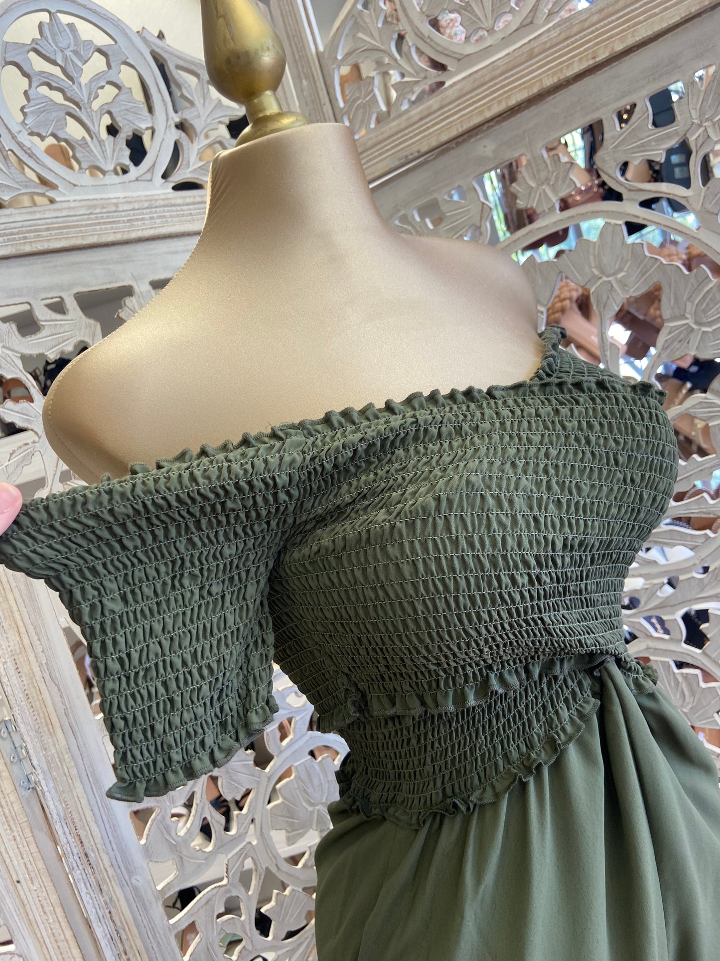 Olive Smocked Jumpsuit