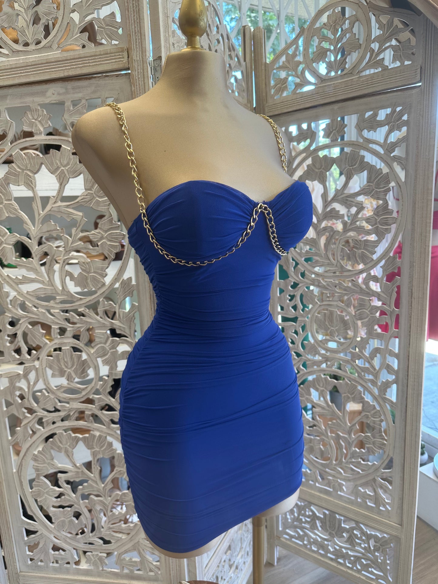 Chain Lined Royal Blue Dress