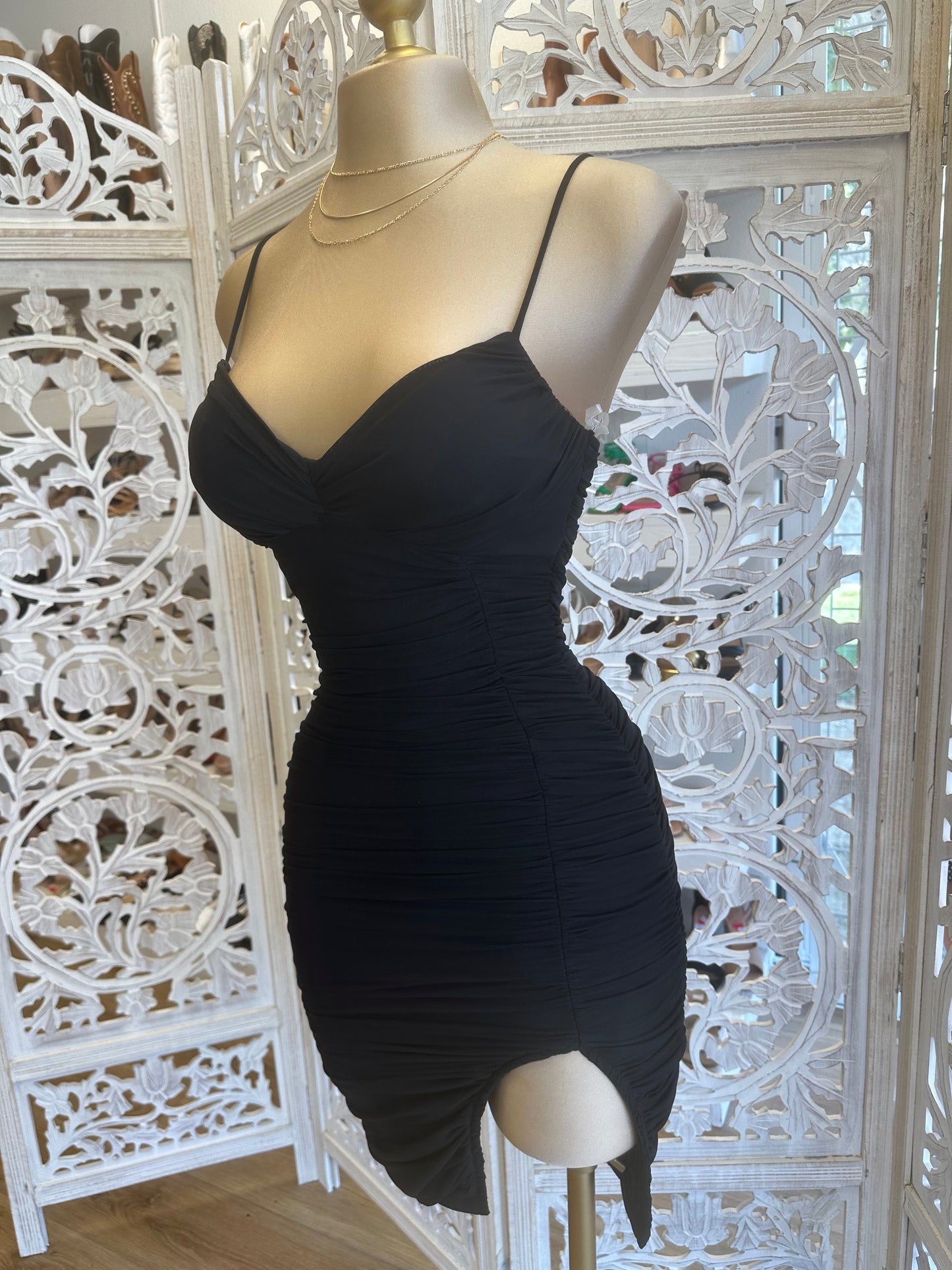 Black Slit Mini Dress