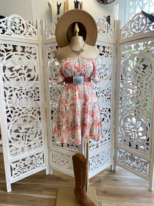 Floral Pff Shoulder Dress