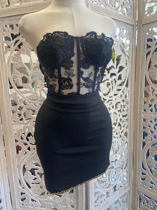 Strapless Lace Detail Mini Dress