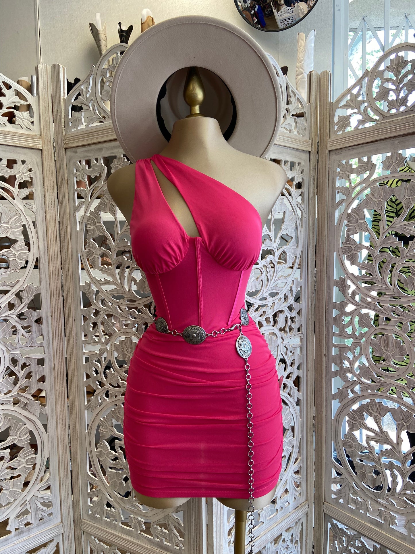 Hot Pink Cutout Mini Dress