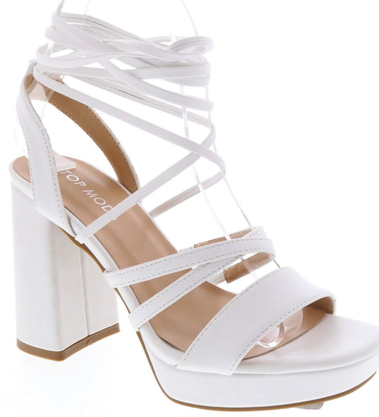 White Strappy High Heels