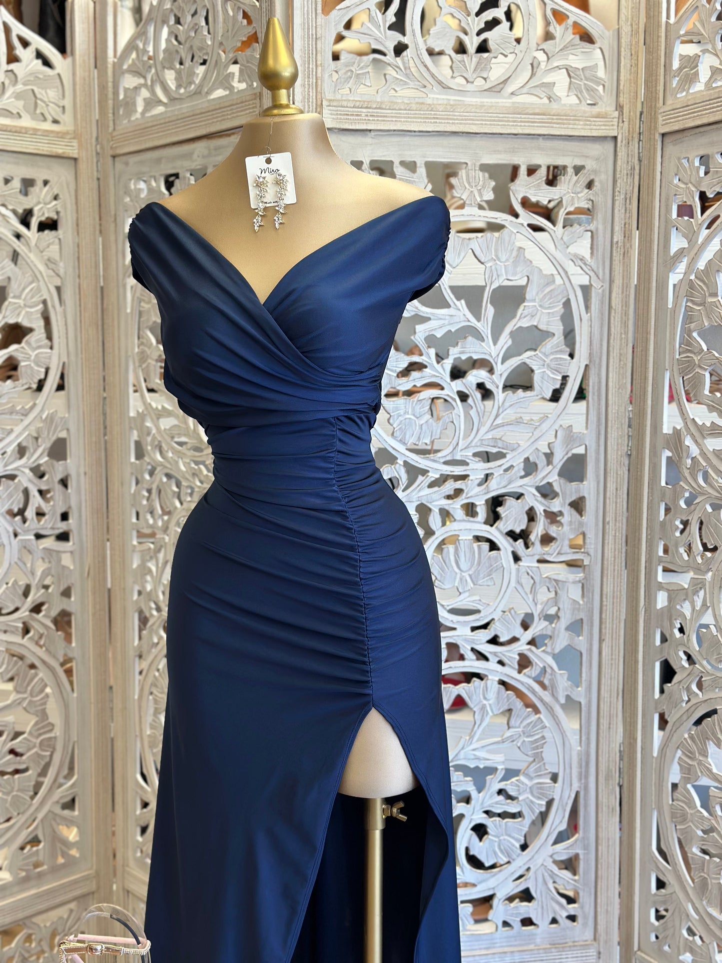 Midnight Blue Wrapped Formal Dress