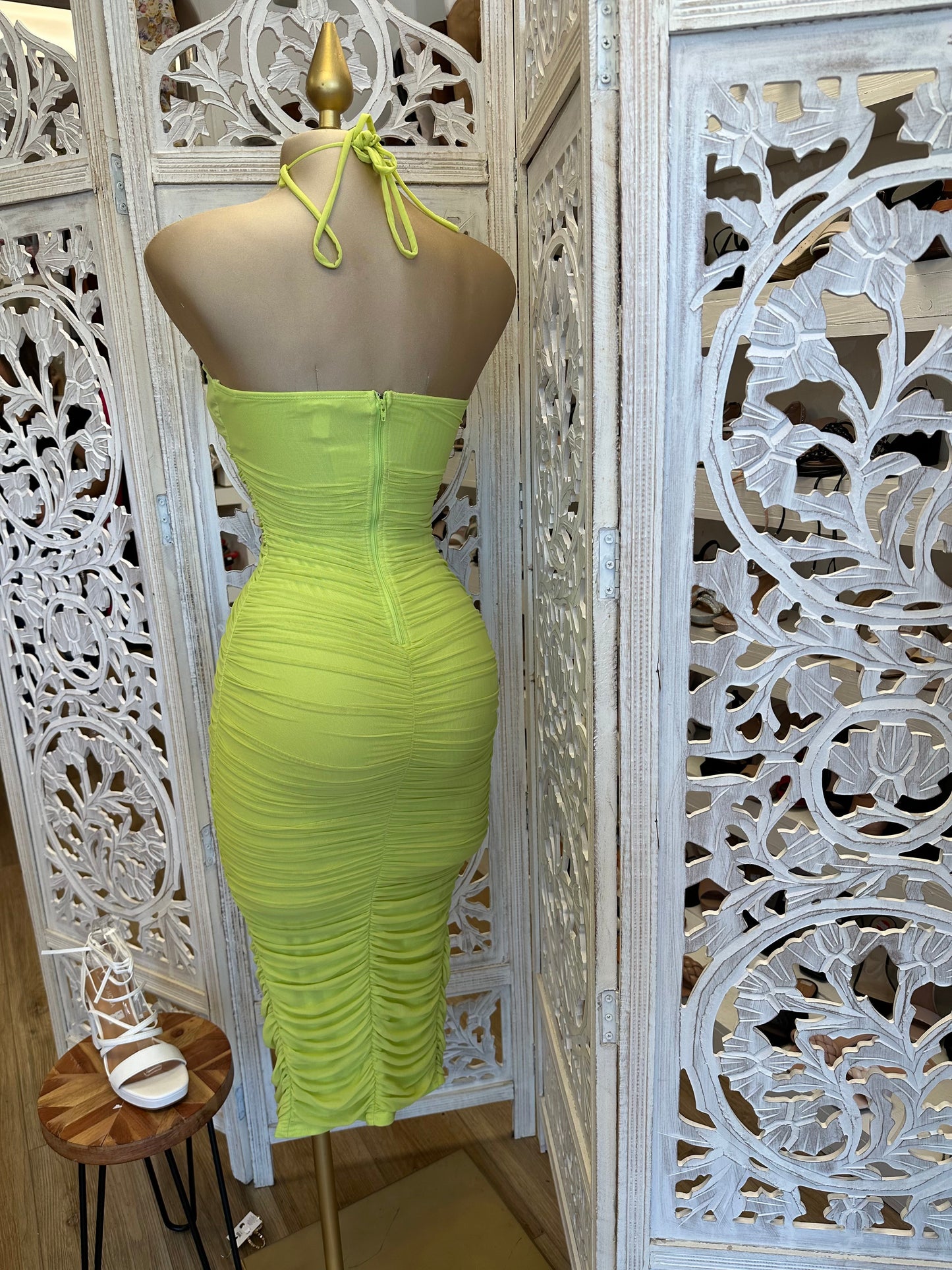 Lime Tie Up Dress