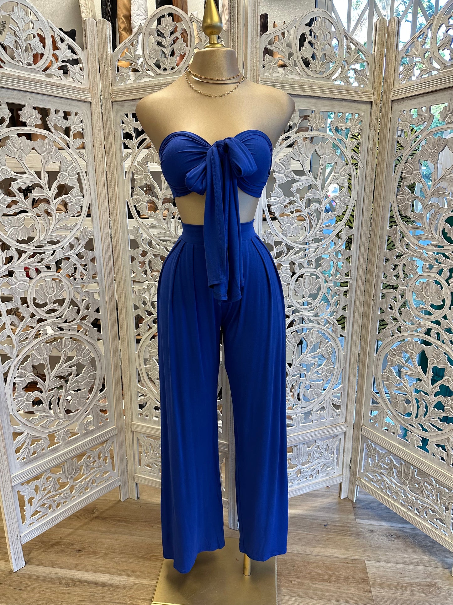 Royal Blue Tie Front Set