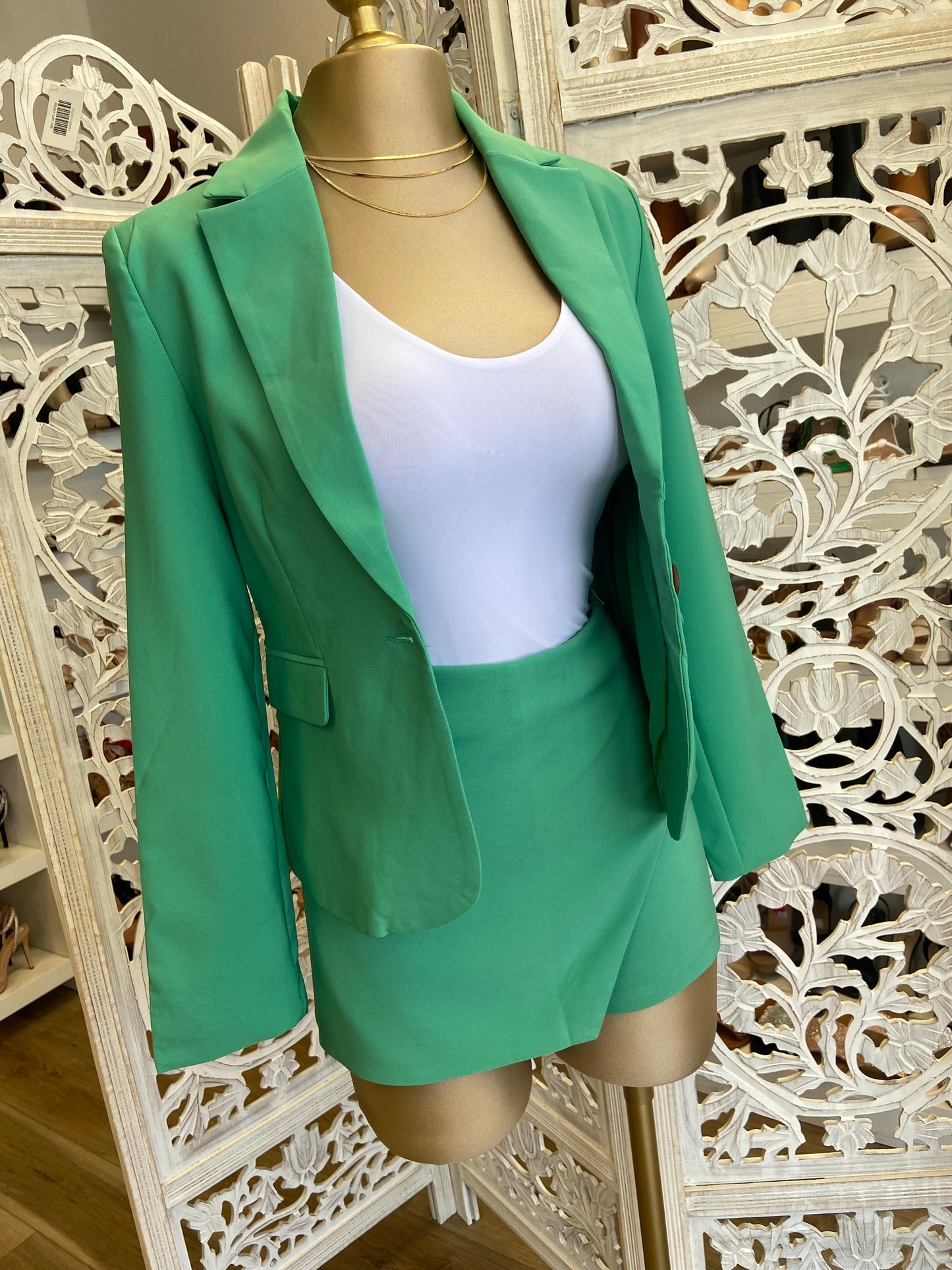 Green Blazer and Skort Set