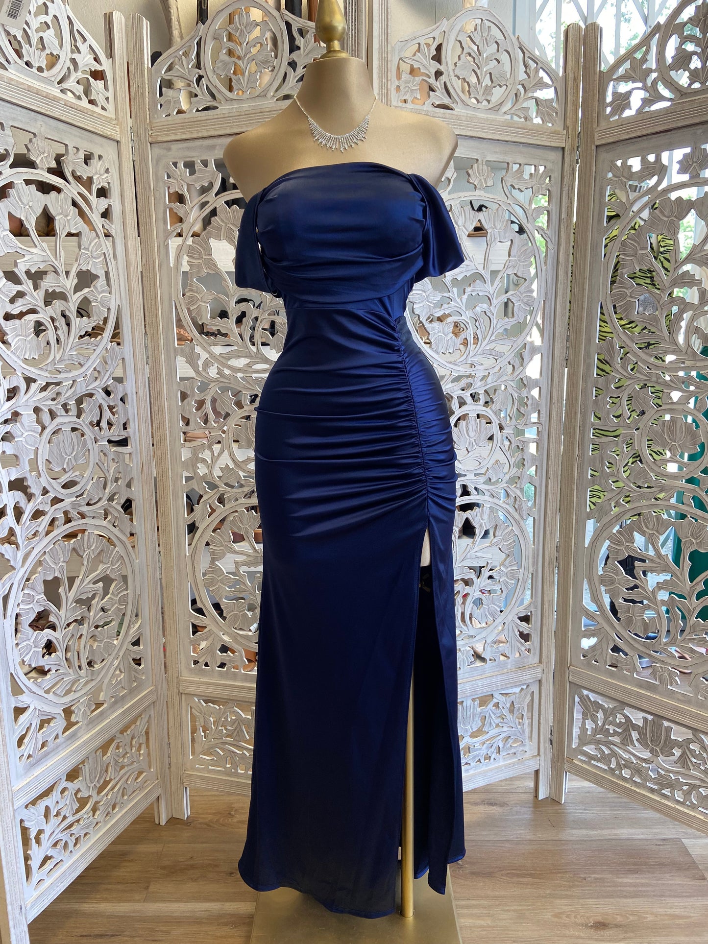 Midnight Blue Formal Ruched Dress