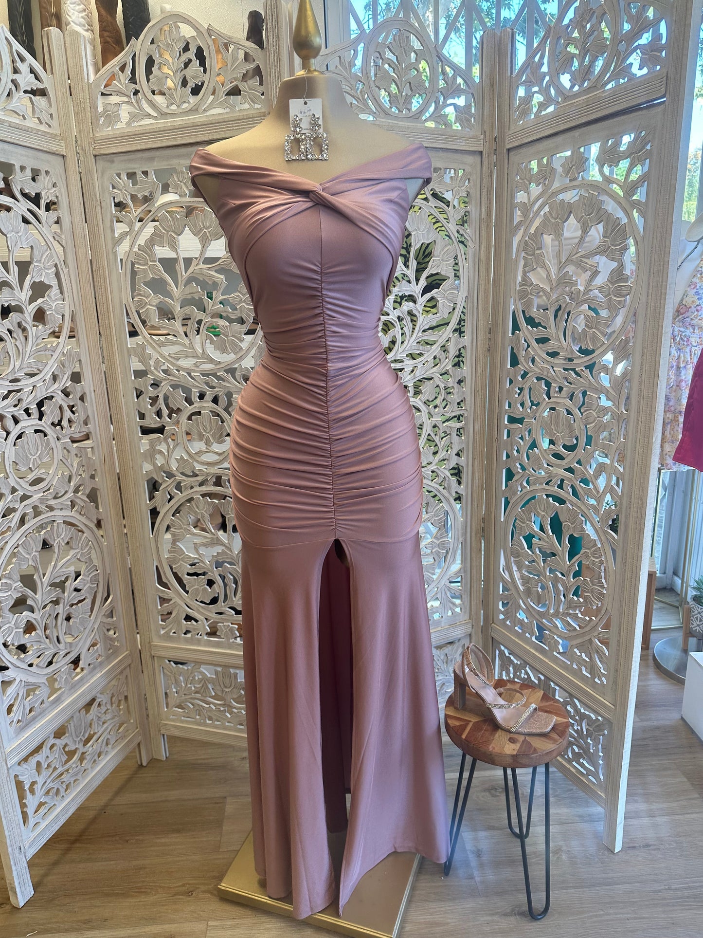 Rose Gold Cross Knot Formal Dress