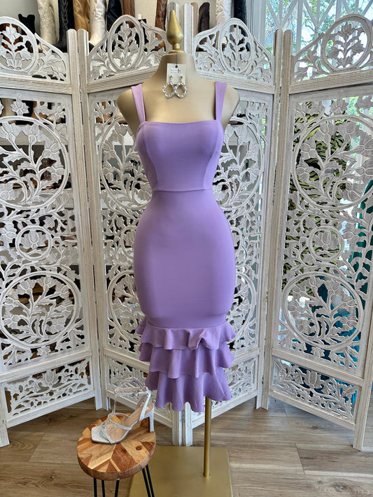 Lavender Layered Midi Dress