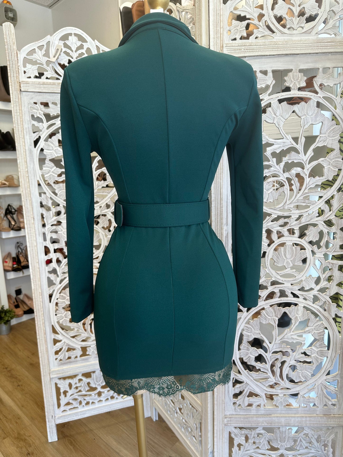 Green Lace Trim Dress