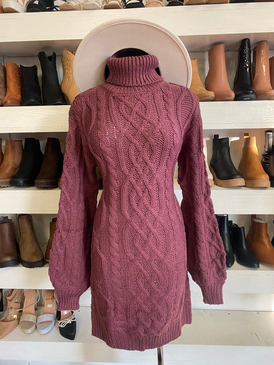 Knit Turtleneck Sweater Dress