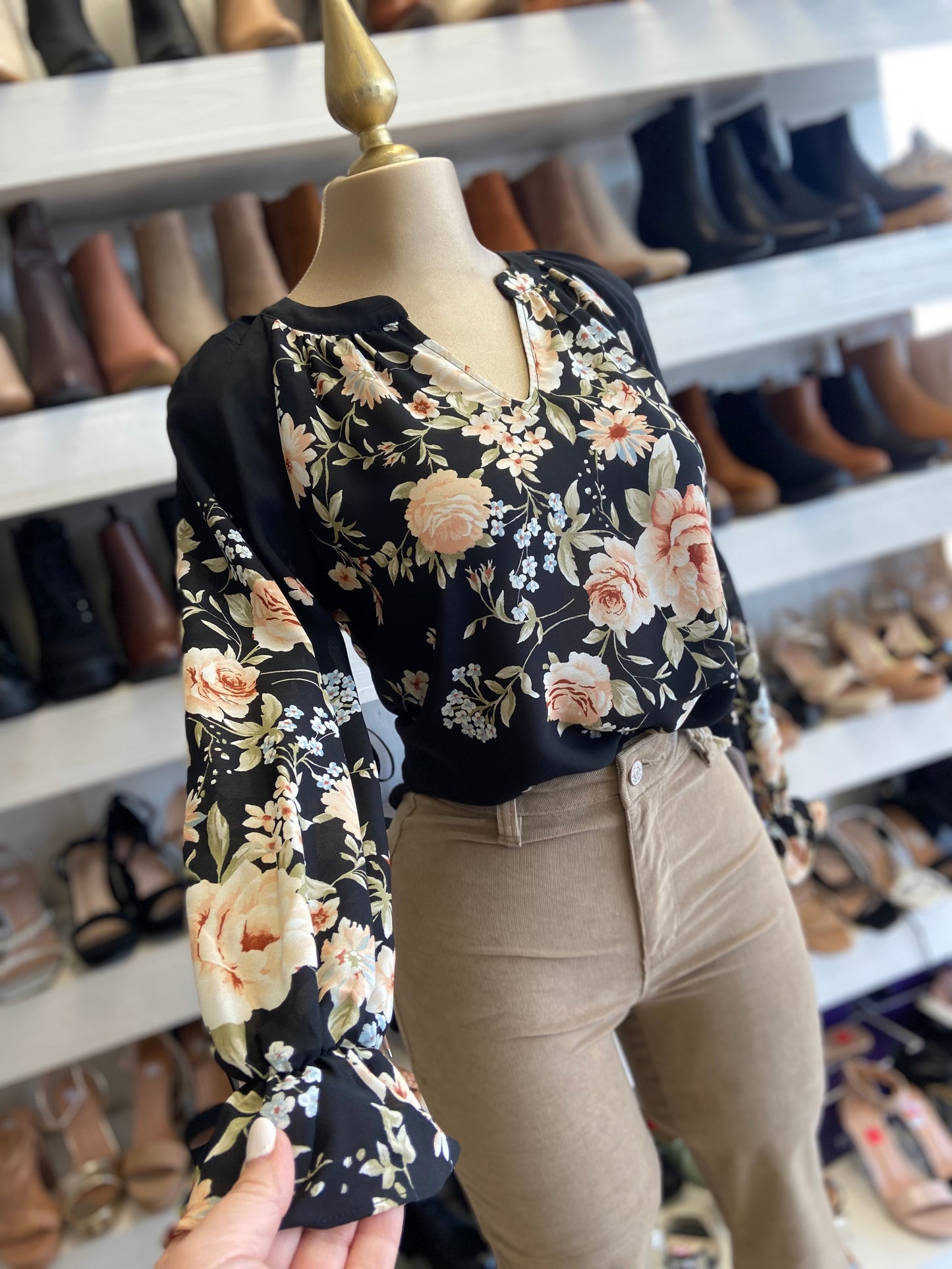 Black Floral Blouse