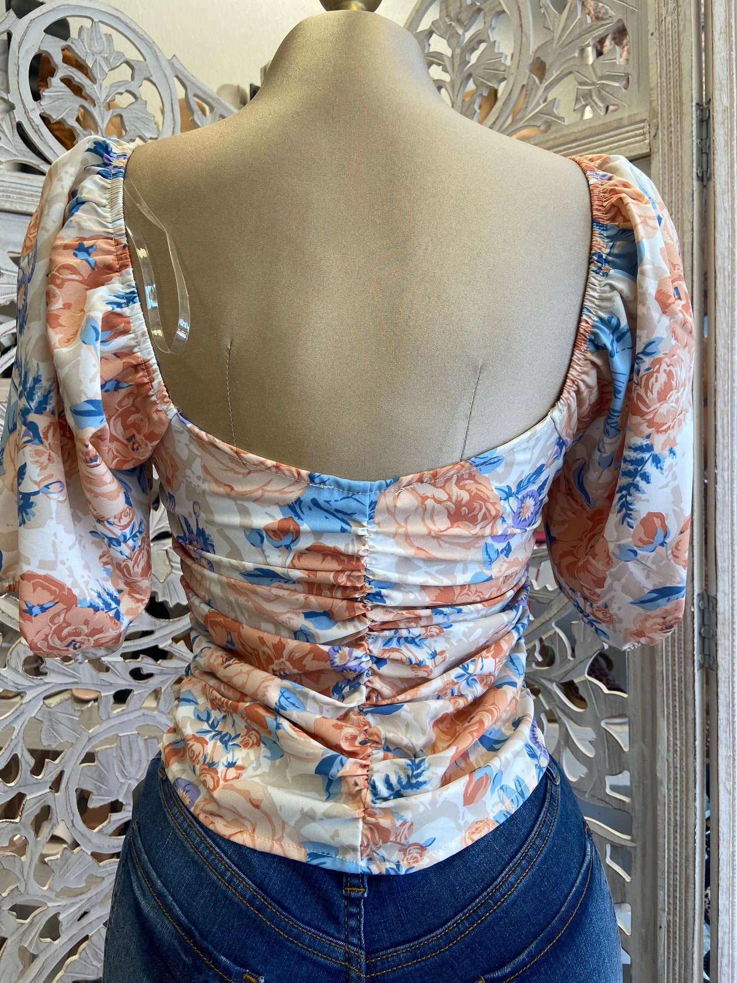 Blush Scoop Back Floral Blouse