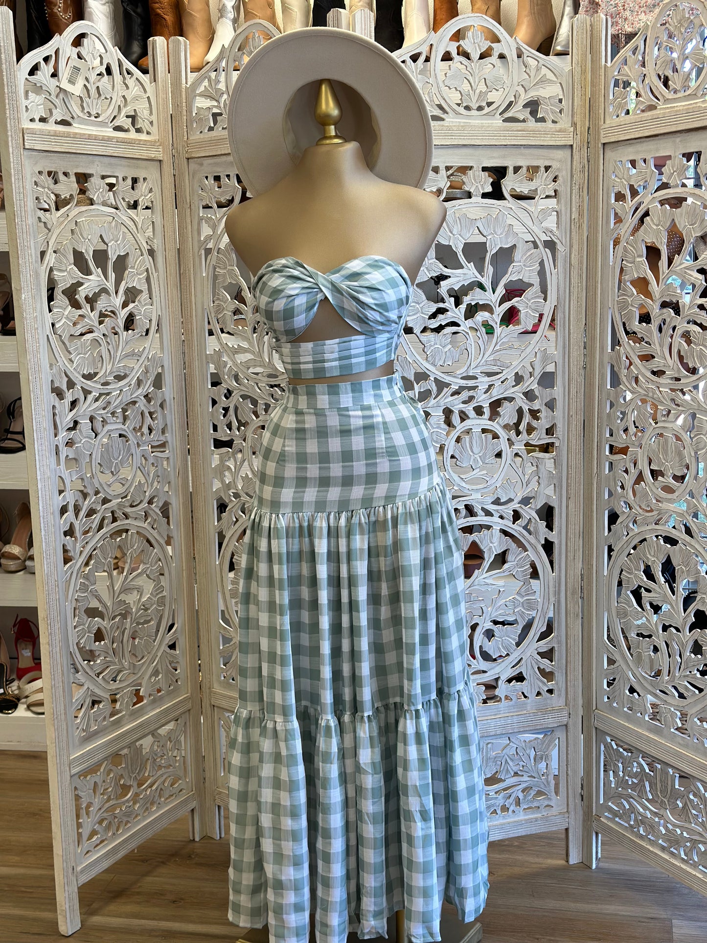 Gingham Maxi Skirt Set