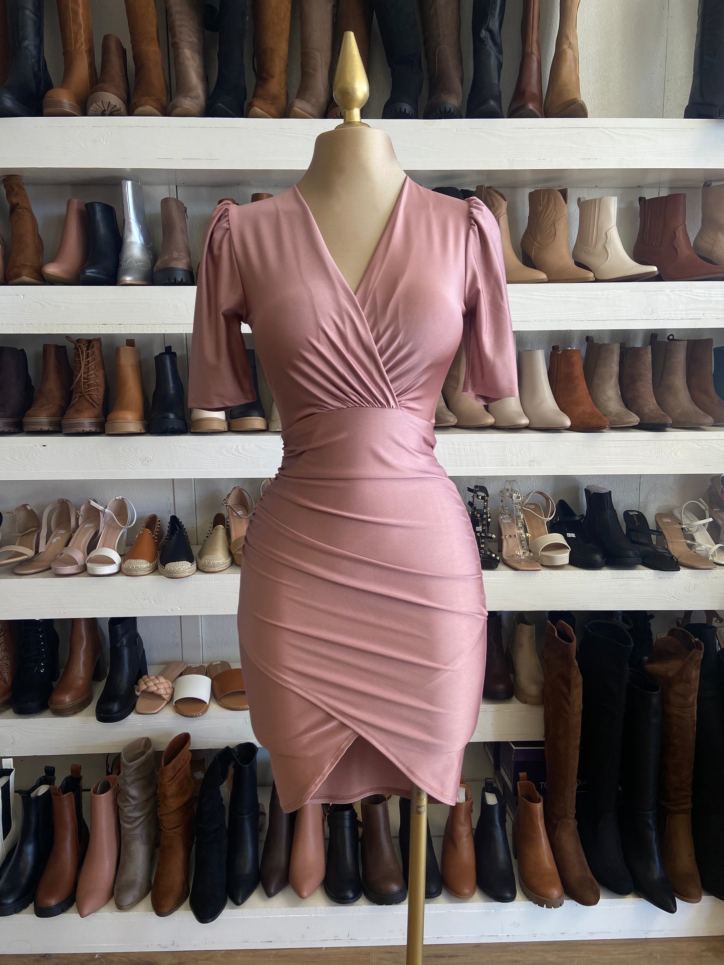 V Neck Draped Dress